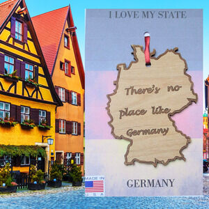 Country of Germany Ornament Wood Made in America Travel Souvenir